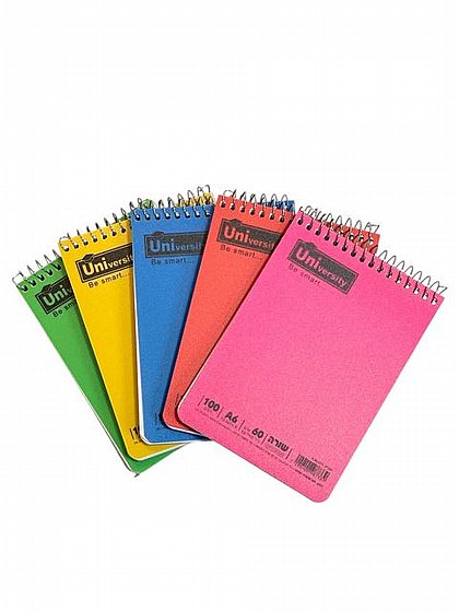 בלוק ספירל A6 שורה 100 דף UNIVERSITY
