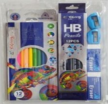 סט עפרון צבעוני+עפרון 2+HBמחק+2מחדד