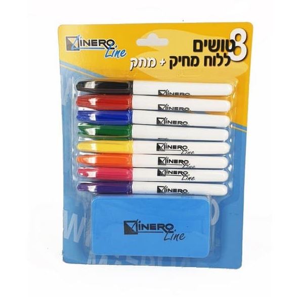 לינרו ליין טוש מחיק דק סט 8 + מחק